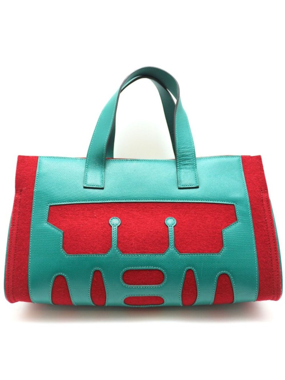 Hermes Petit H Tote PM Felt Gran Ash Red Green